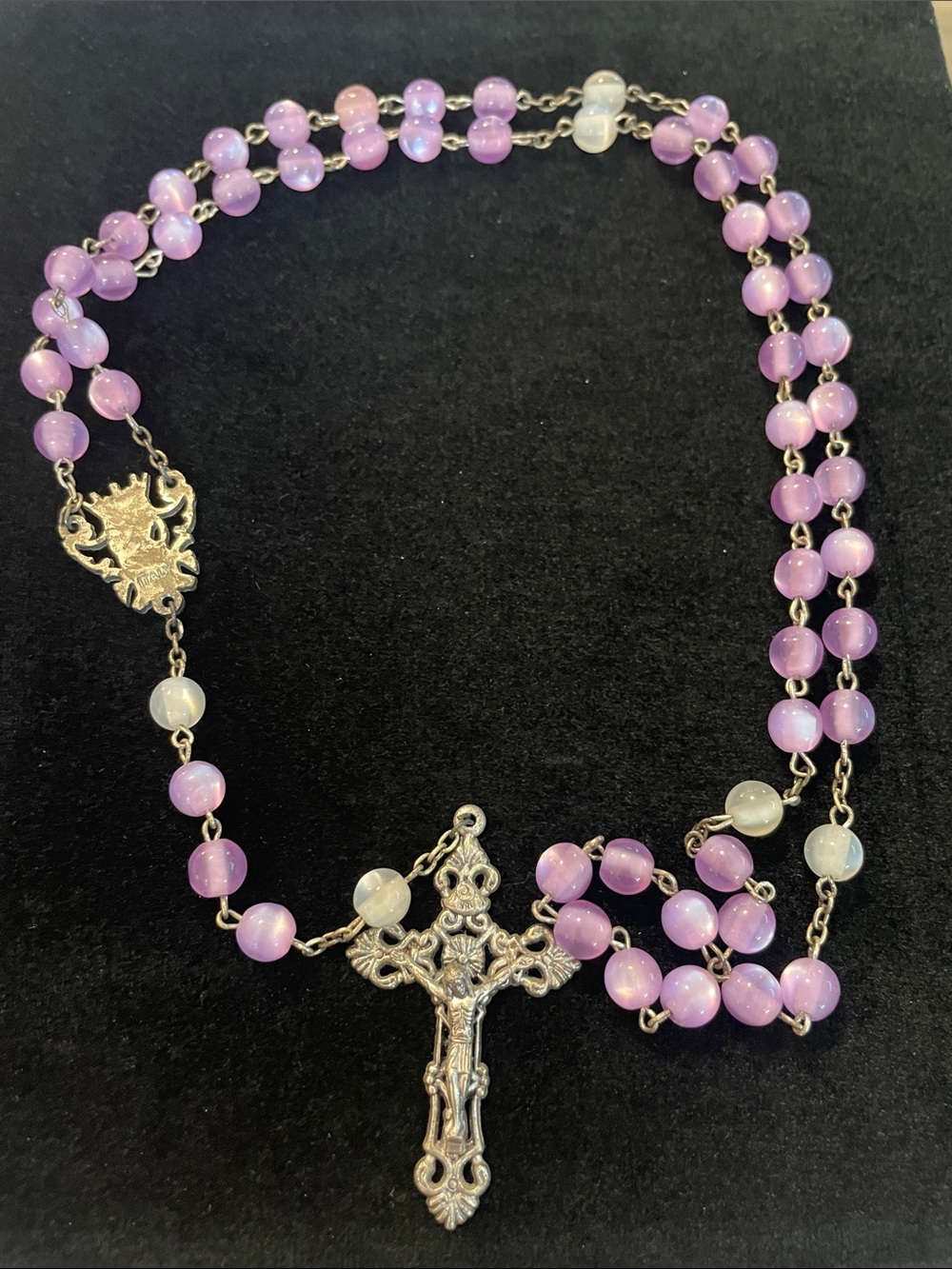 Vintage Gorgeous purple religious rosary, Italy, some normal wear!